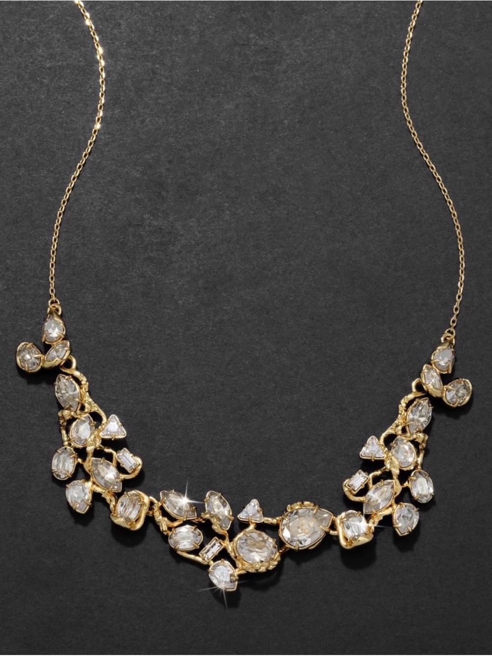 Alexis Bittar Eclat Crystal Cluster Bib Necklace Gold Clear AU28